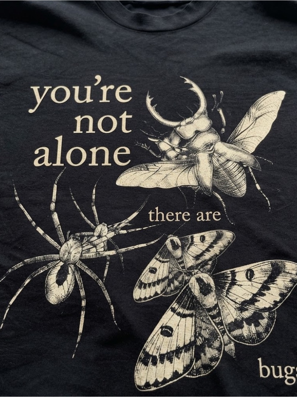 Insects Bugs Quote Graphic Tee Black Shirt Gildan T-Shirt - Picture 2 of 2